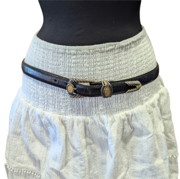 Vintage Accessories - Vintage 90s Brighton Museum Belt XL Black Whimsigoth Coin Bohemian Leather